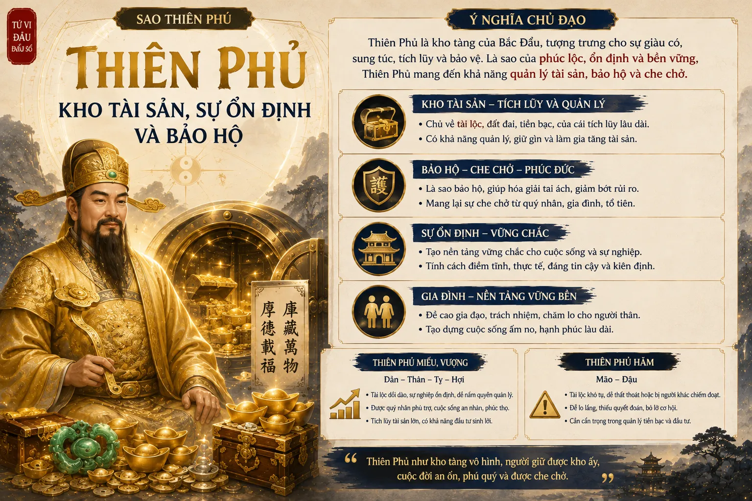 Sao thiên phủ là kho tài sản