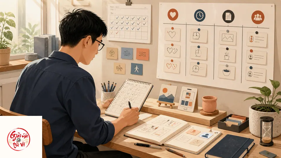 Người trưởng thành theo dõi thử nghiệm dự án nhỏ, thời gian luyện tập, sản phẩm hoàn thành và phản hồi trong 30 ngày