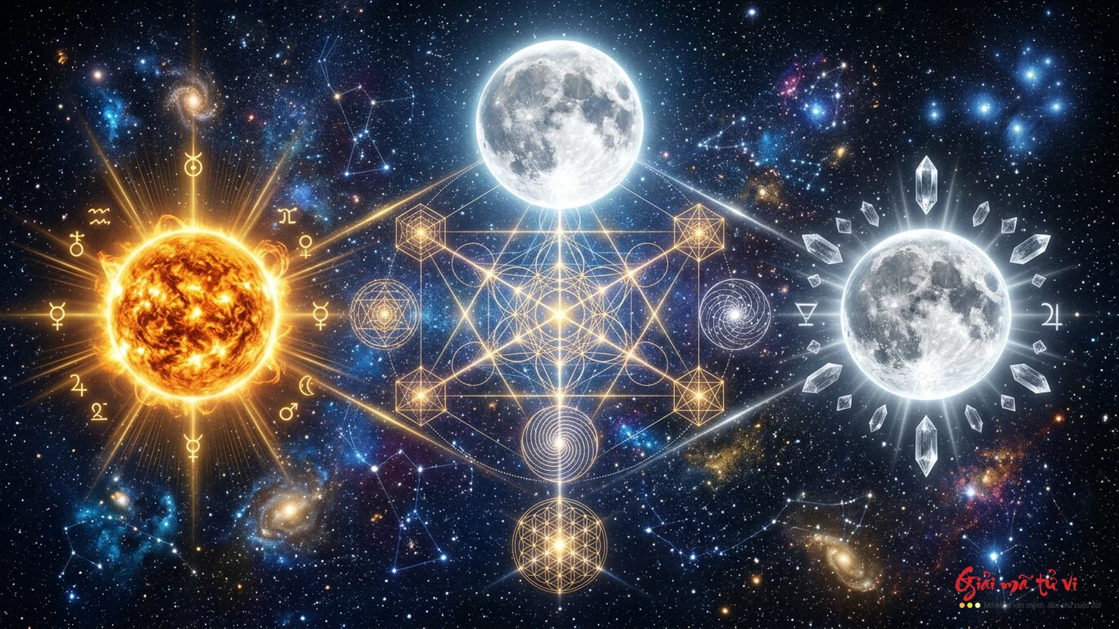 Pha Trăng Tròn Full Moon đối đỉnh Mặt Trời biểu trưng cho sự thức tỉnh tâm thức và soi chiếu quan hệ đối đỉnh