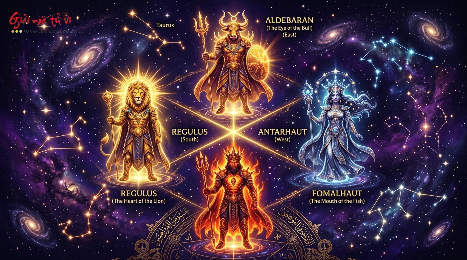 Tứ Đại Sao Hoàng Gia Ba Tư Aldebaran Regulus Antares Fomalhaut và 4 góc phương hướng vũ trụ