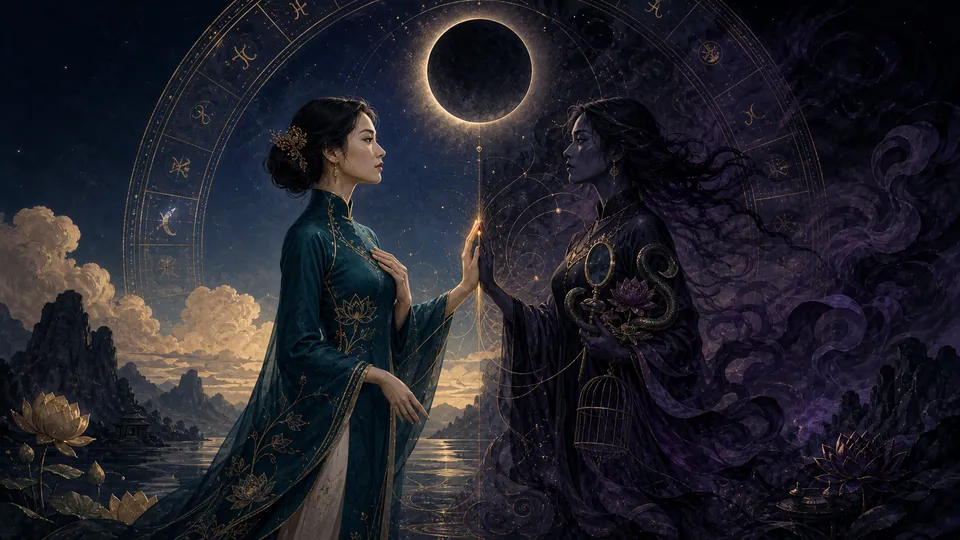 Minh họa Mặt Trăng Đen Lilith và cuộc gặp với phần bóng tối tâm lý