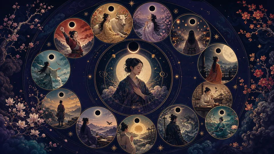 Minh họa Lilith soi sáng các chủ đề ẩn trong mười hai cung Hoàng đạo