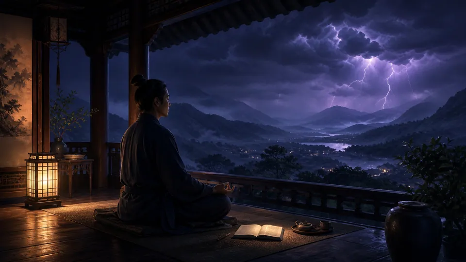 Minh họa quan sát sấm sét an toàn trong trạng thái định tĩnh và tỉnh táo