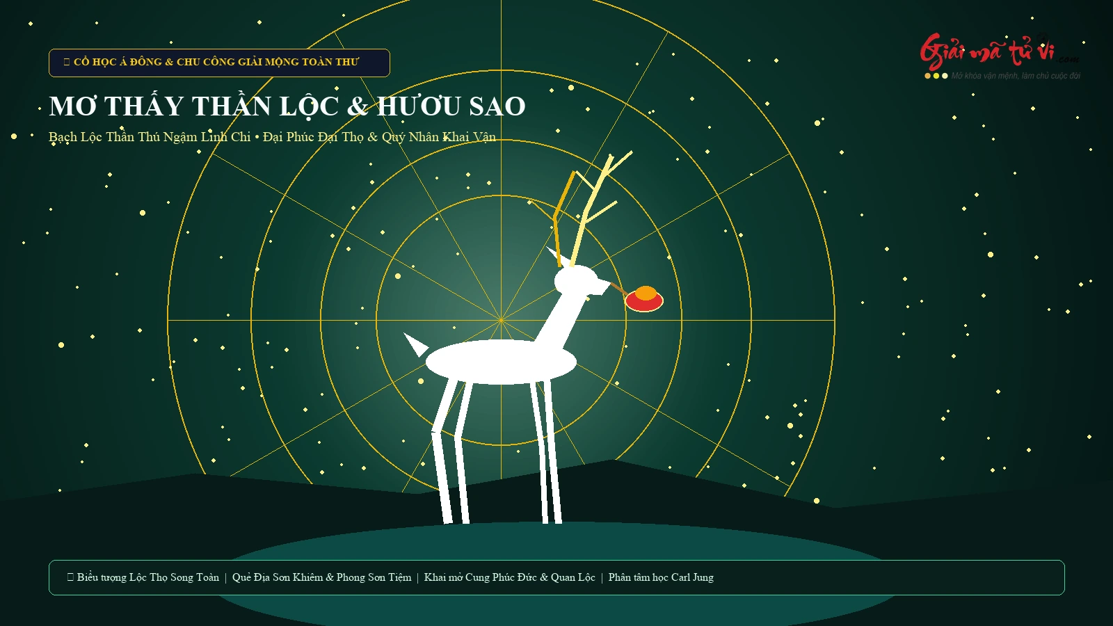 Mơ thấy Bạch Lộc thần thú ngậm nấm Linh Chi phát hào quang giữa rừng trúc sớm mai cạnh suối tiên