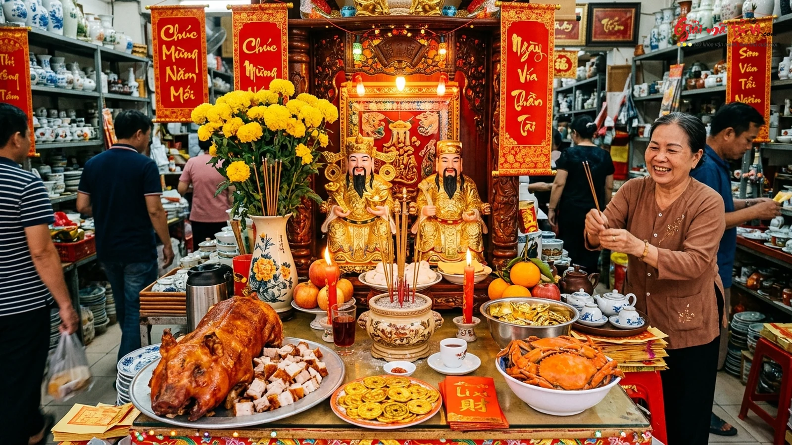 Mơ thấy Thần Tài Triệu Công Minh uy nghiêm rực rỡ áo gấm hoàng kim cưỡi Hắc Hổ giáng trần ban phát tài lộc vàng bạc giữa biển mây và đền đài tiên cảnh