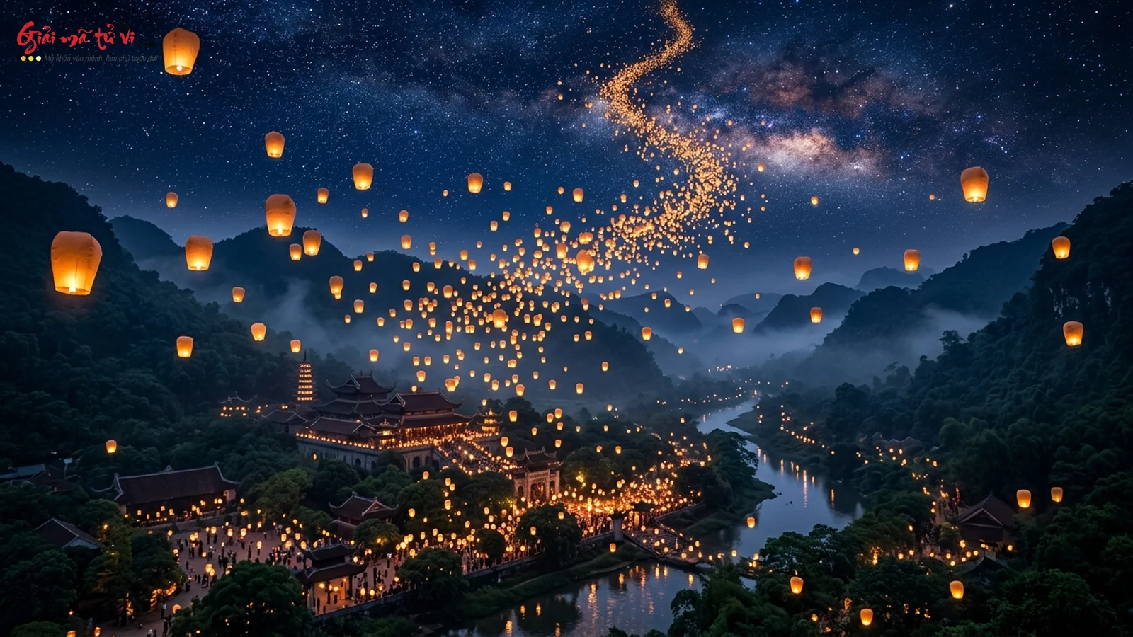 Hàng ngàn ngọn đèn trời Khổng Minh Đăng thắp sáng bầu trời đêm sao sáng - Điềm báo thăng tiến vượt bậc và ước nguyện lớn thành hiện thực
