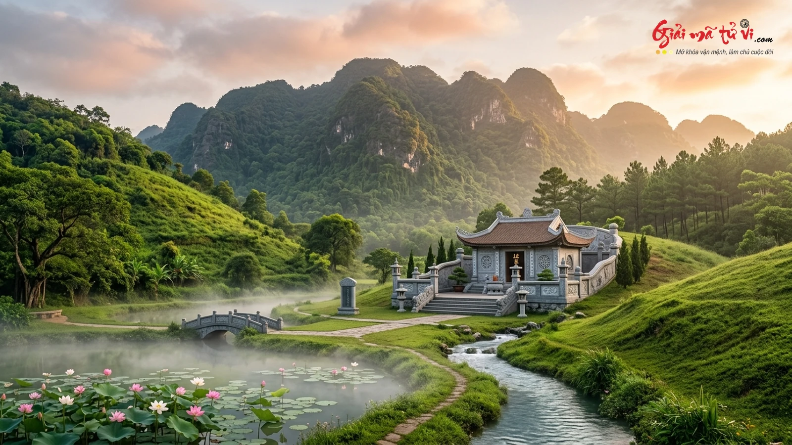Không gian phong thủy âm trạch mồ mả tổ tiên tọa sơn hướng thủy tụ khí thanh tịnh giữa non xanh nước biếc - Chuẩn thế Huyền Vũ vững chắc