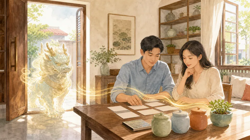 Tỳ Hưu như biểu tượng giấc mơ bước vào nhà khi gia đình lập kế hoạch tài chính thận trọng