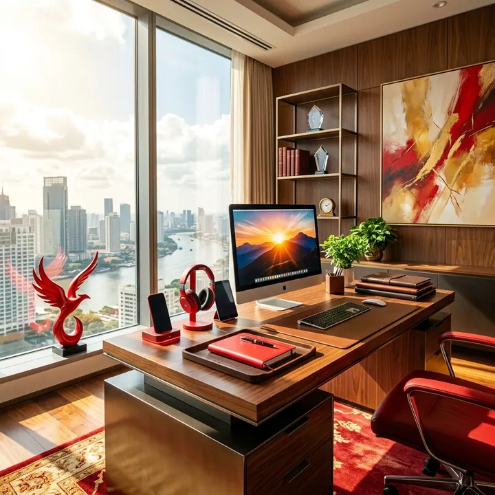 Thư phòng gỗ tự nhiên đón luồng dương khí sớm mai bồi đắp tư duy chiến lược và năng lực dẫn dắt cho tuổi Mậu Ngọ