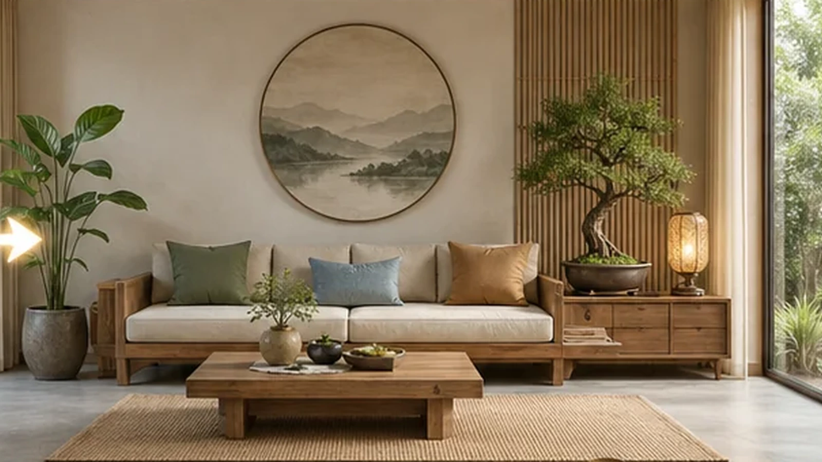 Bố trí không gian sống hài hòa ánh sáng, cây xanh và chất liệu tự nhiên giúp điều hòa ngũ hành thiếu vượng