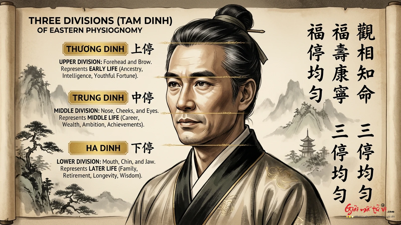 Tam Đình Cửu Hầu - Luận giải Thượng Đình, Trung Đình và Hạ Đình trên diện mạo