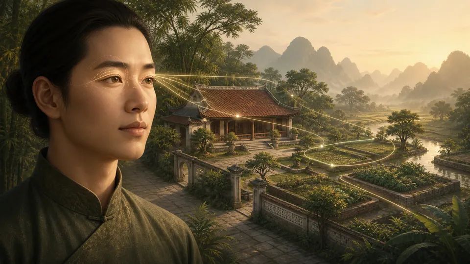 Minh họa Điền Trạch Tướng Pháp: mối liên hệ giữa vùng mắt Thượng Bào, nhà ở, đất đai và năng lực tích lũy điền sản