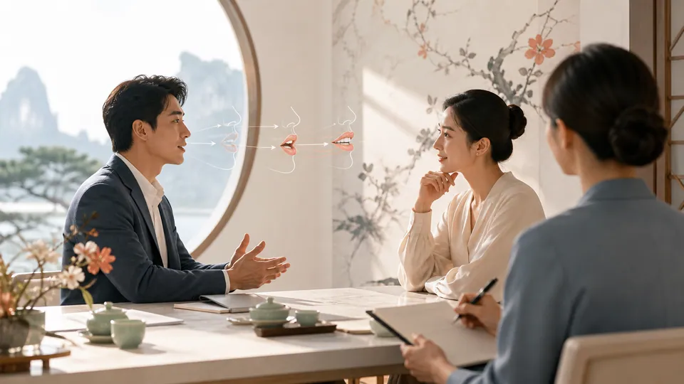 Minh họa chuyển động cơ môi trong giao tiếp và đàm phán tôn trọng