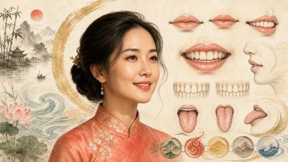 Minh họa tổng quan khảo cứu văn hóa Khẩu Tướng với miệng răng và lưỡi