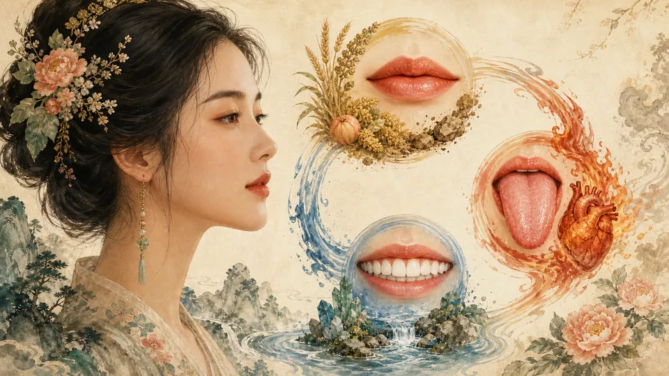 Minh họa quan niệm ngũ hành truyền thống giữa môi lưỡi và răng