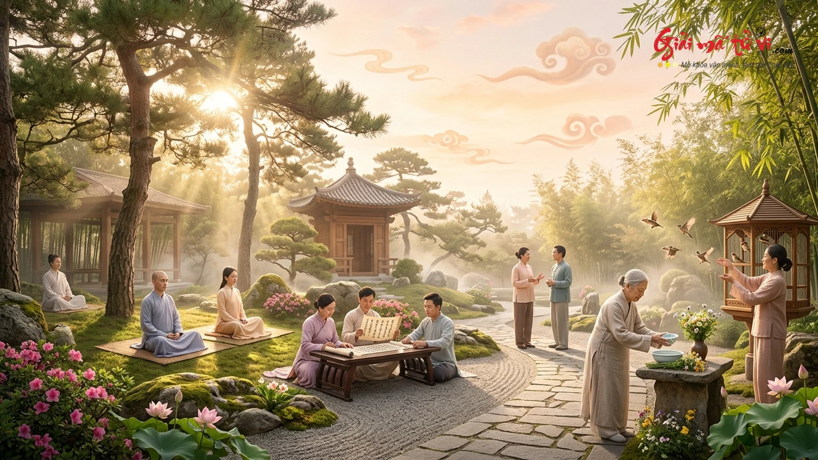 6 Đại pháp môn thực hành Tu Tâm Cải Tướng hàng ngày: Quán tâm thiền định, ái ngữ khẩu đức, bố thí, hiếu đạo và dưỡng khí ngũ tạng