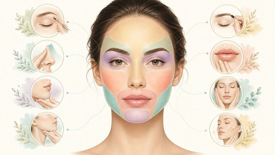 Bản đồ các vùng khuôn mặt và phương pháp thẩm mỹ phổ biến