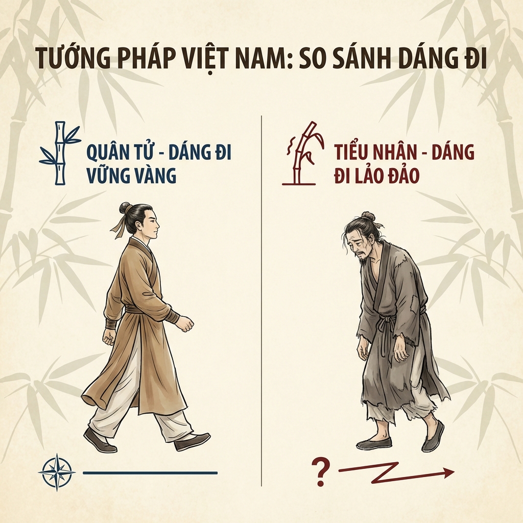 Dáng đi vững chãi và tư thế ngồi khoan thai đĩnh đạc biểu thị nội lực kiên định