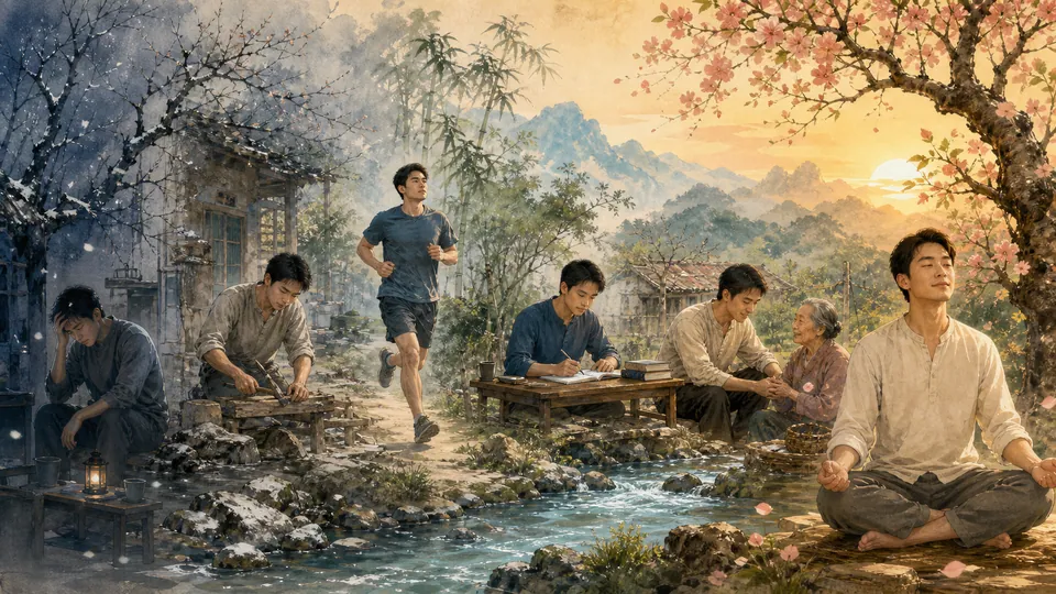 Minh họa thần thái thay đổi tích cực nhờ tu dưỡng thói quen và lòng nhân ái