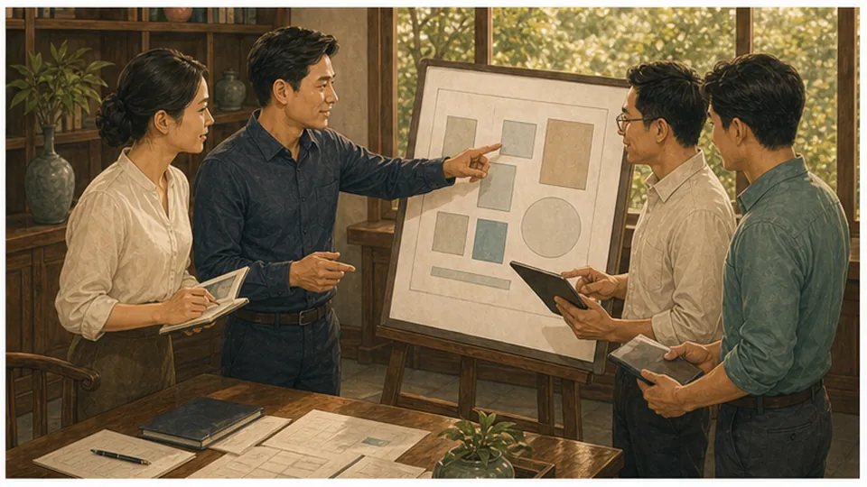 Nhóm đồng sáng lập đối chiếu số liệu và rà soát điều khoản thỏa thuận trước khi ký hợp đồng