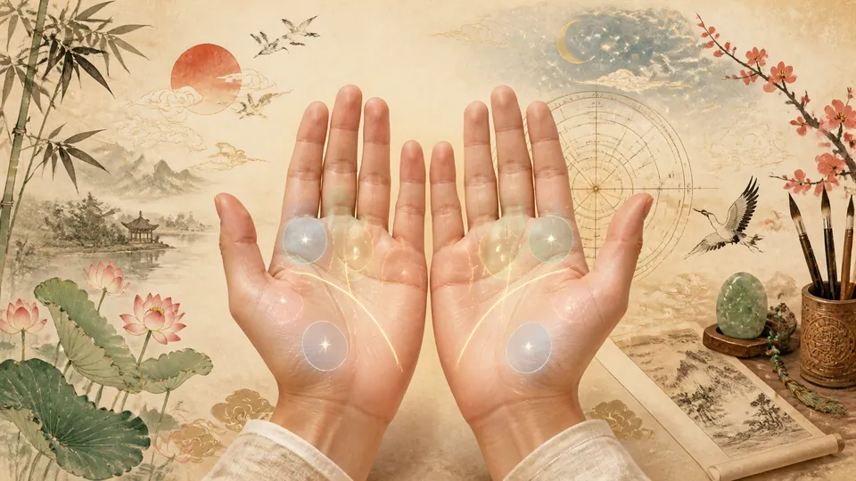 Minh họa tổng quan chỉ tay và các gò bàn tay trong khảo cứu văn hóa truyền thống