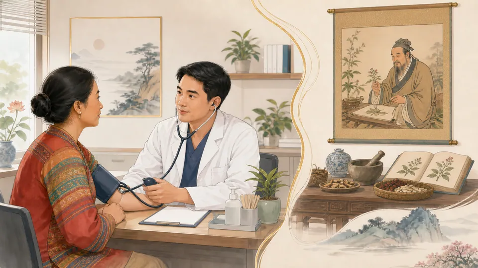 Minh họa phân biệt tư liệu y học truyền thống và thăm khám lâm sàng hiện đại