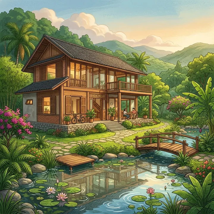 Ngôi nhà an cư hiện đại chan hòa ánh sáng và cây xanh với khoảng sân thoáng đãng