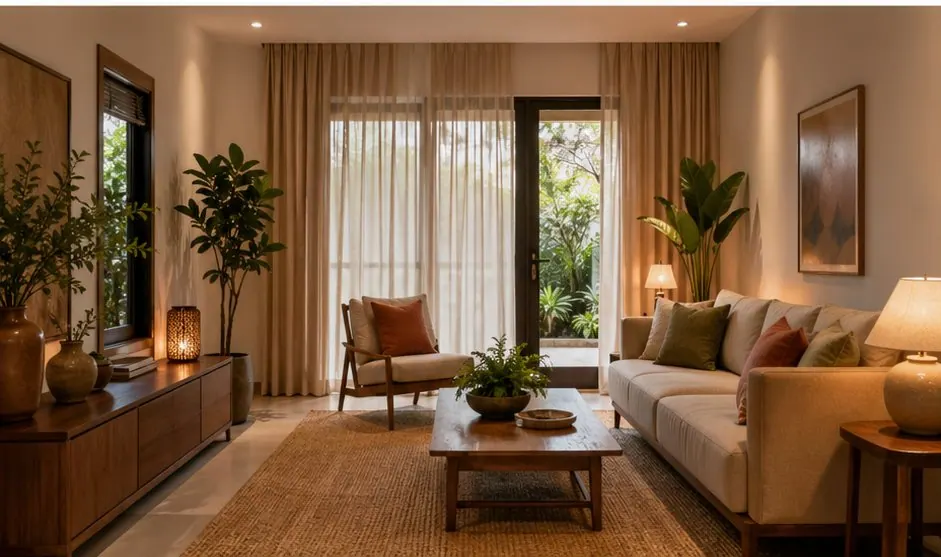 Hóa Giải Cửa Chính Đối Cửa Sau Để Tránh Thất Thoát Tài Lộc: vật phẩm và bố cục hỗ trợ giúp khí vào nhà có điểm dừng, tăng khả năng tụ tài và giữ sự riêng tư cho không gian sống