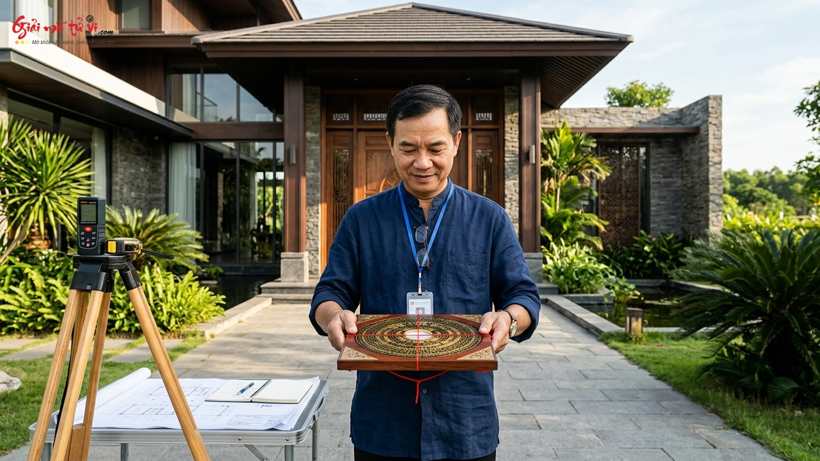 Chuyên Gia Phong Thủy Đo Đạc Hướng Nhà Thực Địa Bằng La Kinh Tại Biệt Thự Hiện Đại Chuẩn GEO