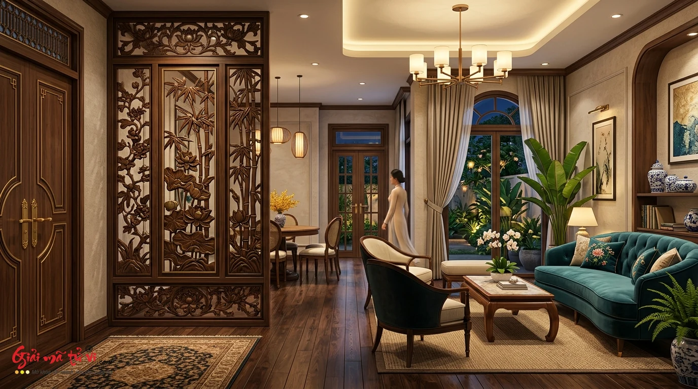 Thiết lập huyền quan bình phong vách ngăn phòng khách hóa giải xuyên tâm sát