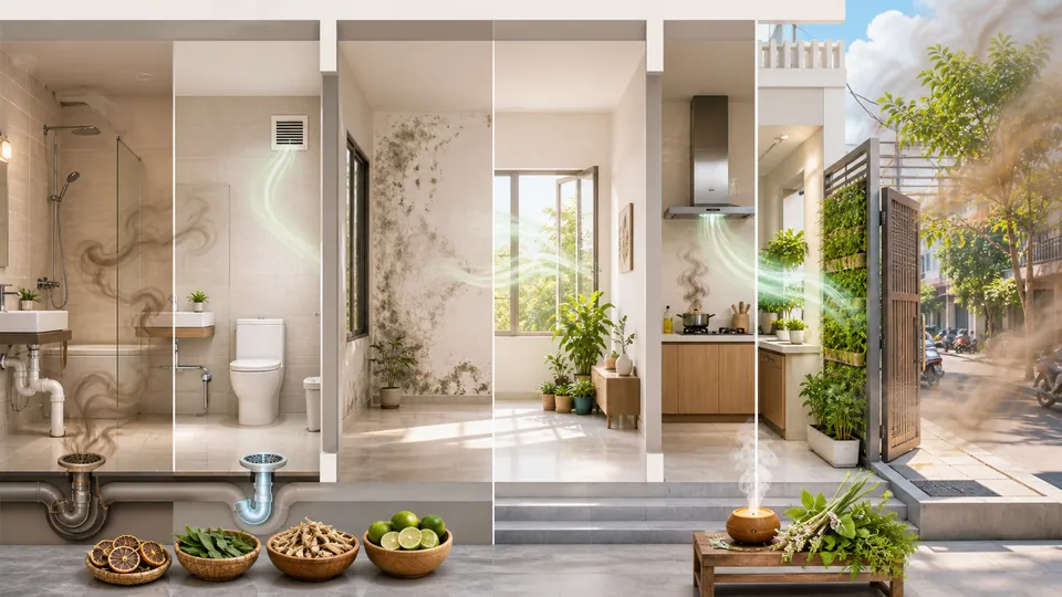 Giải pháp xử lý mùi cống ẩm mốc khói bếp và ô nhiễm đường phố trong nhà đô thị