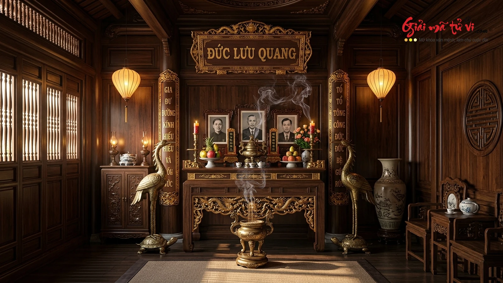 Đồ hình tổng quan Phong Thủy Phòng Thờ & Bàn Thờ Gia Tiên Toàn Thư – Trục linh khí tâm linh và không gian thờ tự tôn nghiêm Á Đông