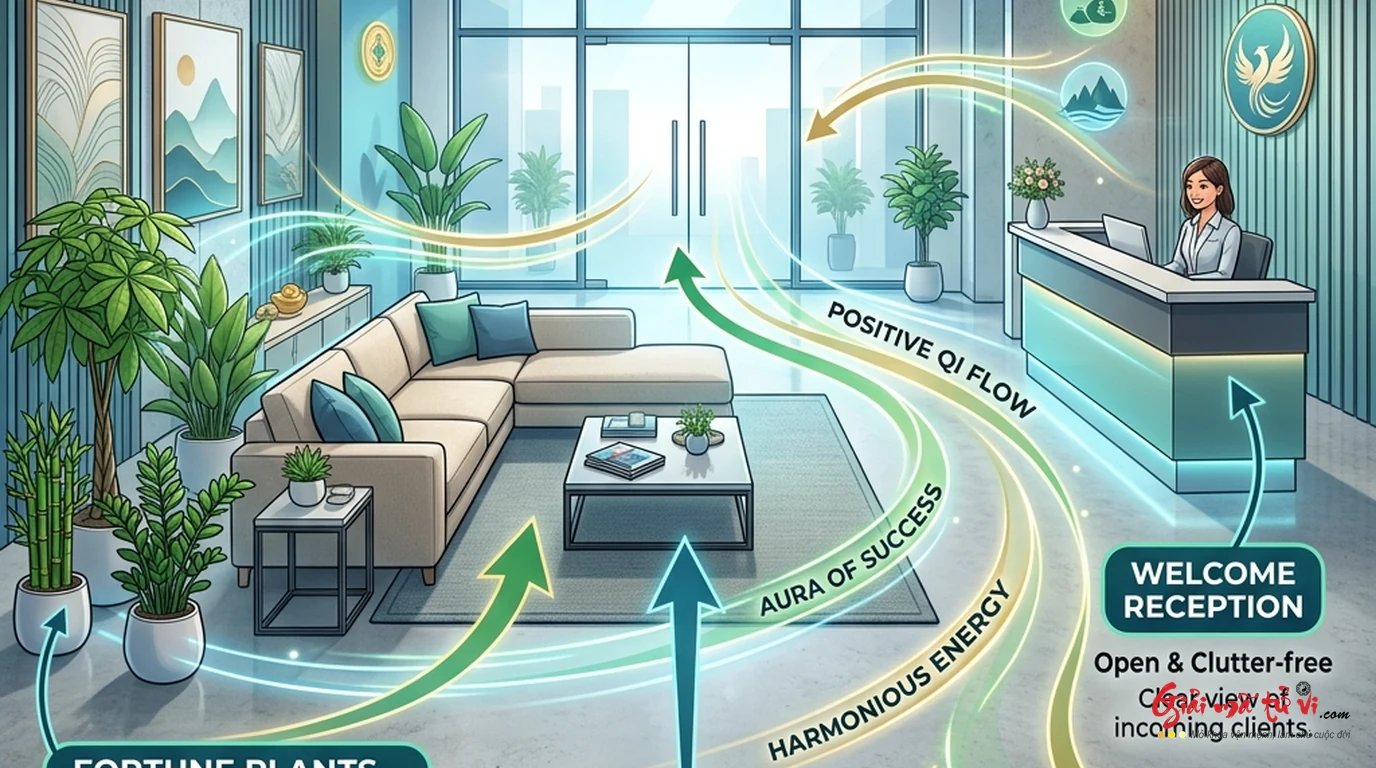 Bố trí sofa phòng khách tựa tường tọa sơn hướng thủy chuẩn phong thủy