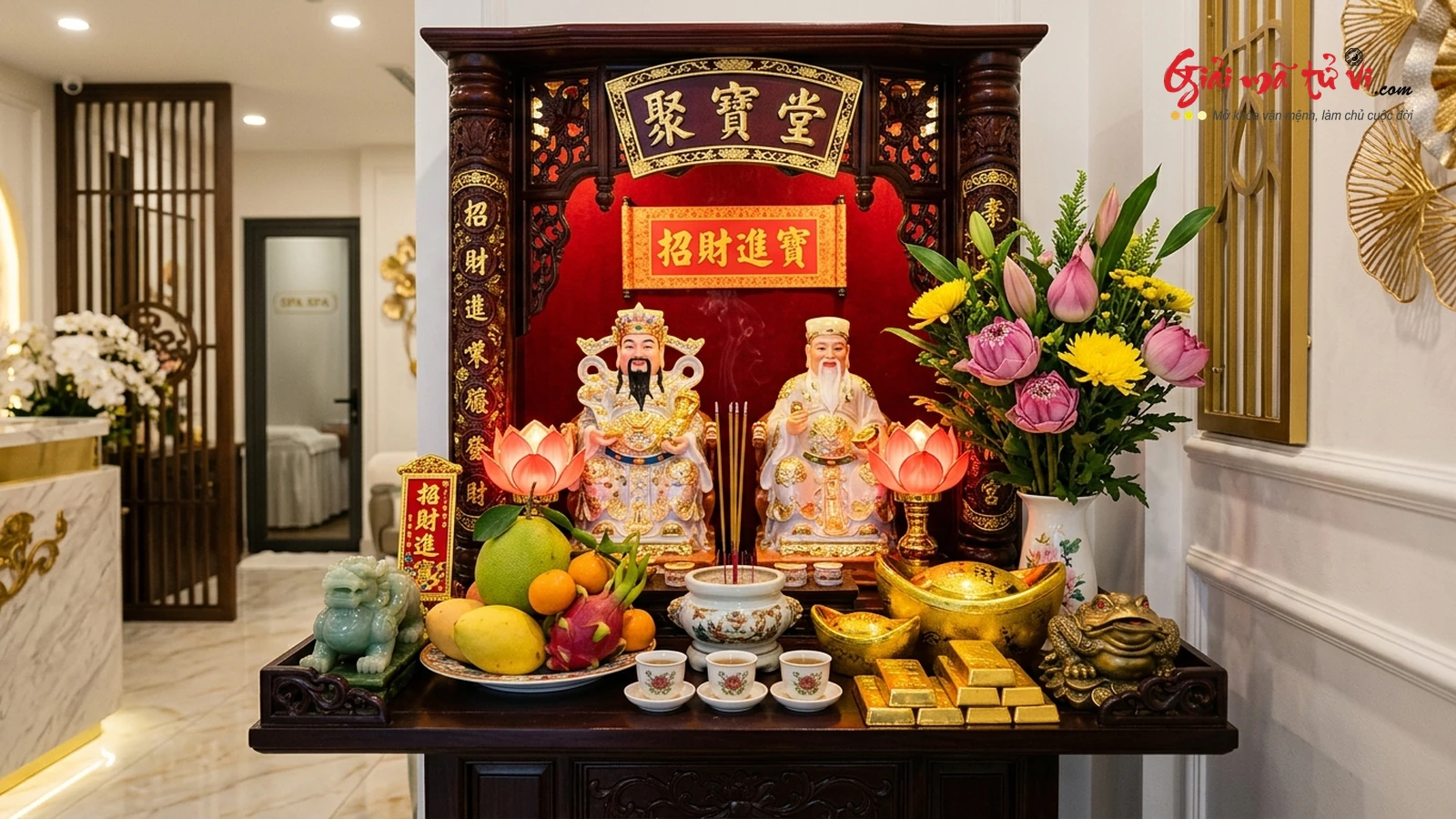 Bàn Thờ Thần Tài & Tiên Cô Phù Trợ Kinh Doanh Spa Thẩm Mỹ Viện Hồng Phát
