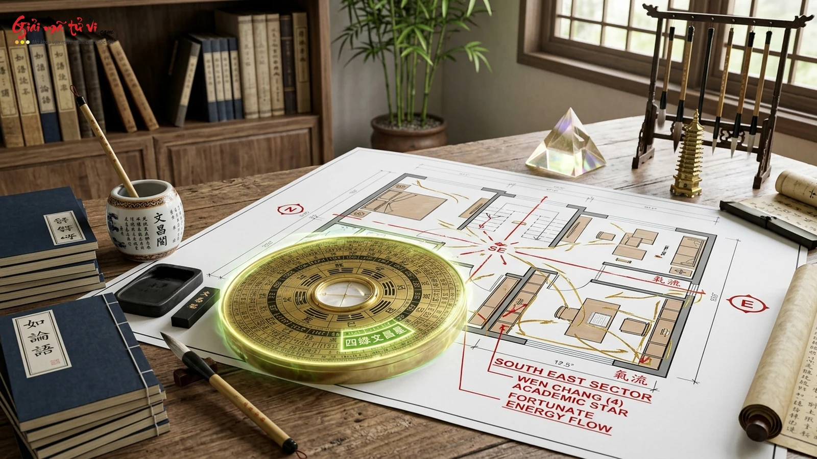 Tuyệt kỹ định vị Văn Xương Vị Bản Mệnh theo Thiên Can, Trạch Bàn 24 Sơn Hướng và Huyền Không Phi Tinh Vận 9