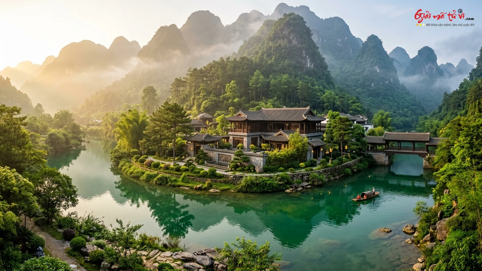 Tam Hợp Thủy Pháp Toàn Thư - Biệt thự ven sông đắc thế Hoàn Bao Thủy tụ tài vượng khí
