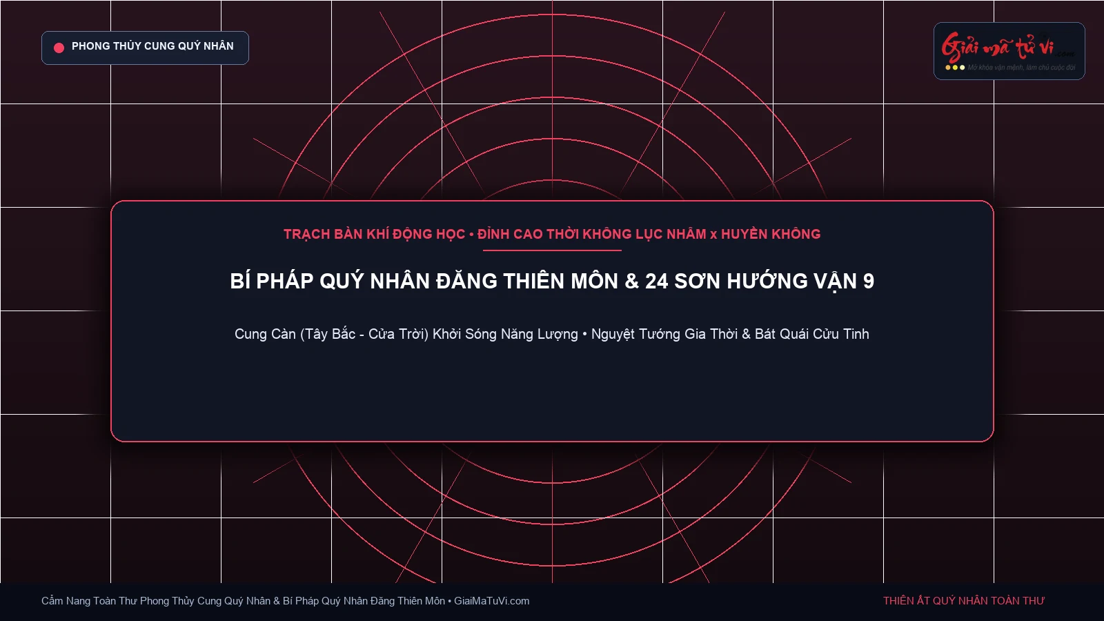 Sơ đồ bí pháp Quý Nhân Đăng Thiên Môn trên trạch bàn 24 sơn hướng Vận 9