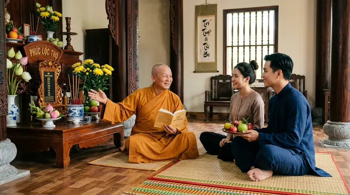 Sư thầy hòa nhã giải thích cặn kẽ giáo lý nhân quả và nghi thức cầu siêu chánh pháp
