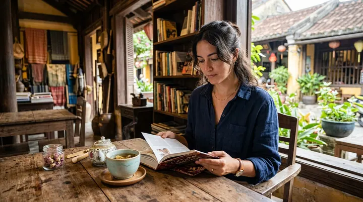 Điện thờ thanh tĩnh nghi ngút hương trầm mộc mạc an lành.