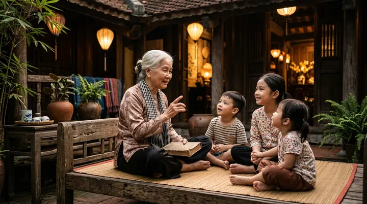 Khói hương trầm thanh nhẹ lan tỏa bên pho tượng Bồ Tát thanh tịnh trong gian thờ gia đình