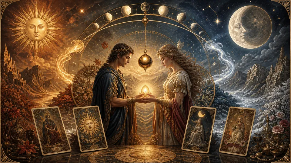 Minh họa ba nguyên lý Phân Cực Nhịp Điệu và Giới Tính trong Hermetic