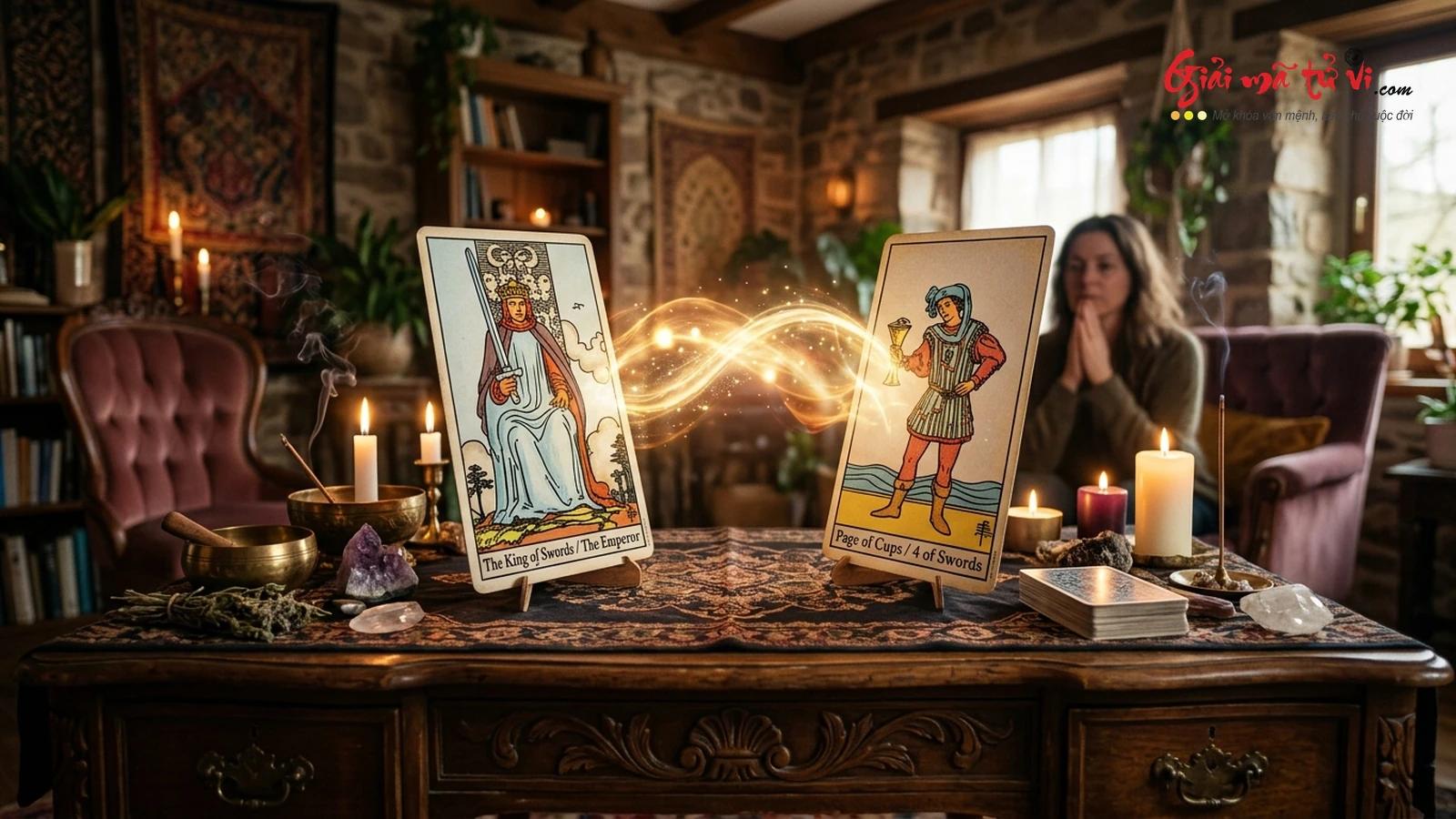 Kỹ Thuật Đối Thoại Gestalt Giữa Topdog (King of Swords / The Emperor) và Underdog (Page of Cups / 4 of Swords) Qua Lá Bài Tarot