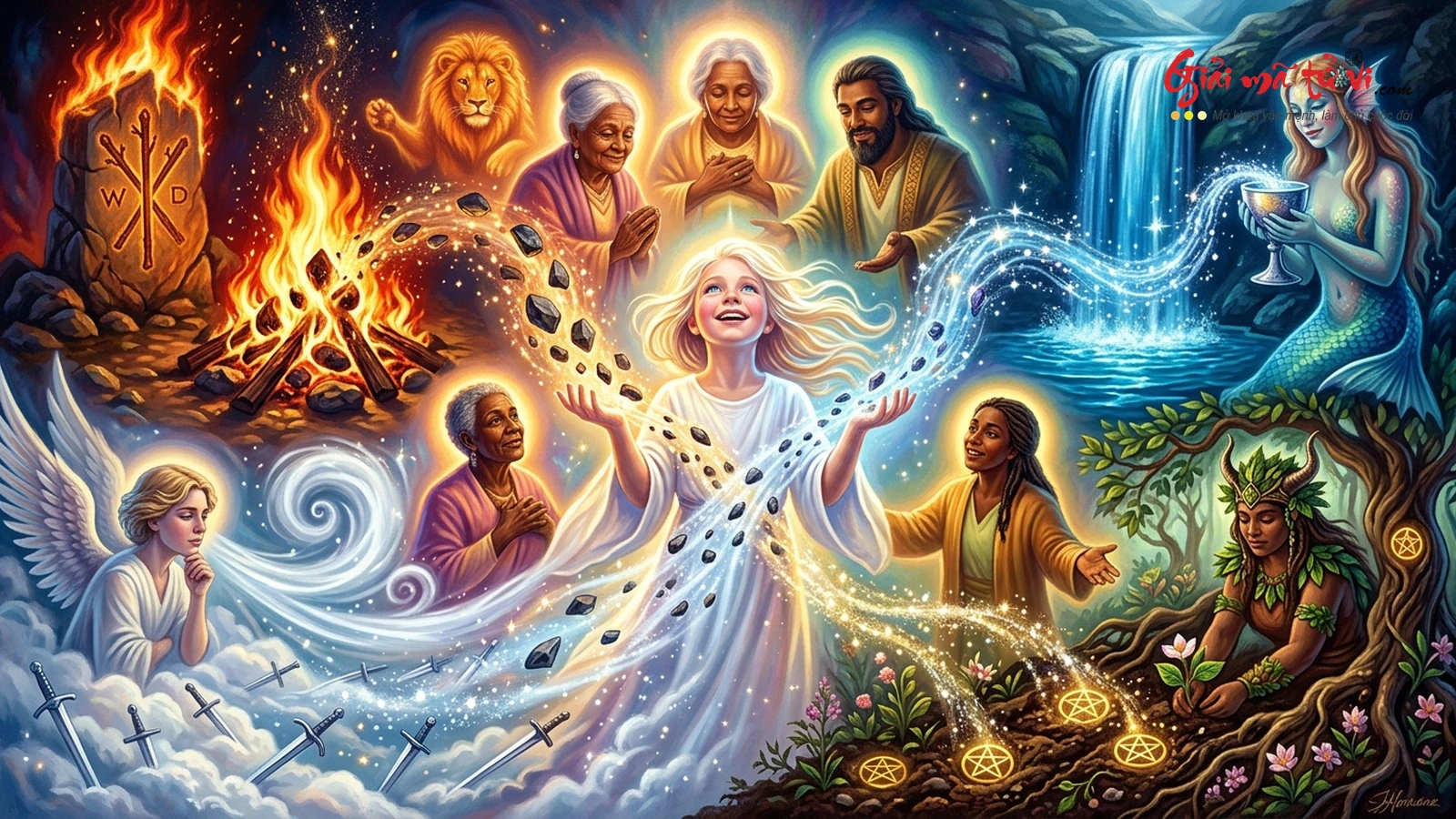 Nghi Thức Tháo Gỡ Gánh Nặng (Unburdening Protocol) Trong IFS Tarot Bằng 4 Nguyên Tố: Lửa, Nước, Khí, Đất
