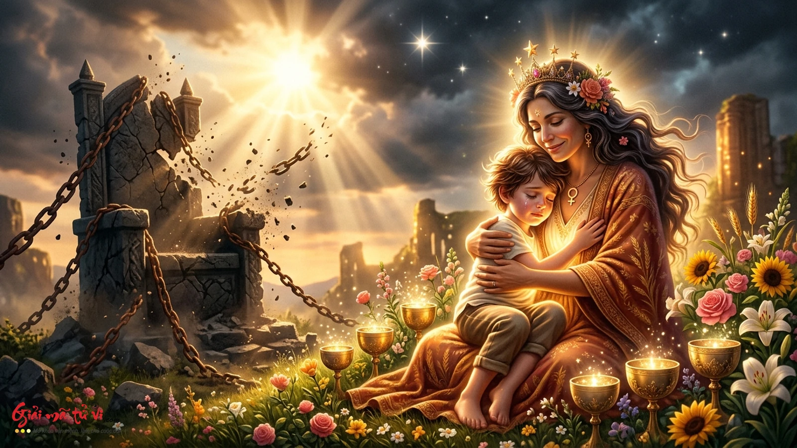 Kỹ thuật Tái nuôi dưỡng giới hạn (Limited Reparenting) trong Tarot – Chữa lành đứa trẻ bên trong bằng tình mẫu tử thiêng liêng từ The Empress và ánh sáng The Sun