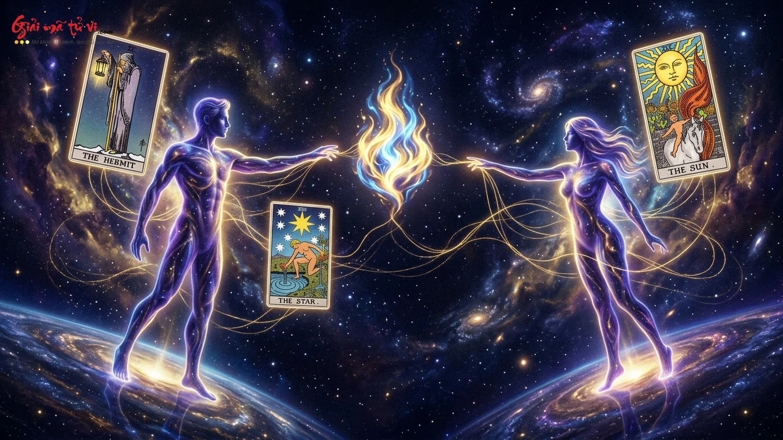 Hành trình ngọn lửa song sinh Twin Flame qua đêm tối linh hồn The Hermit đến tái sinh trong The Star và The Sun