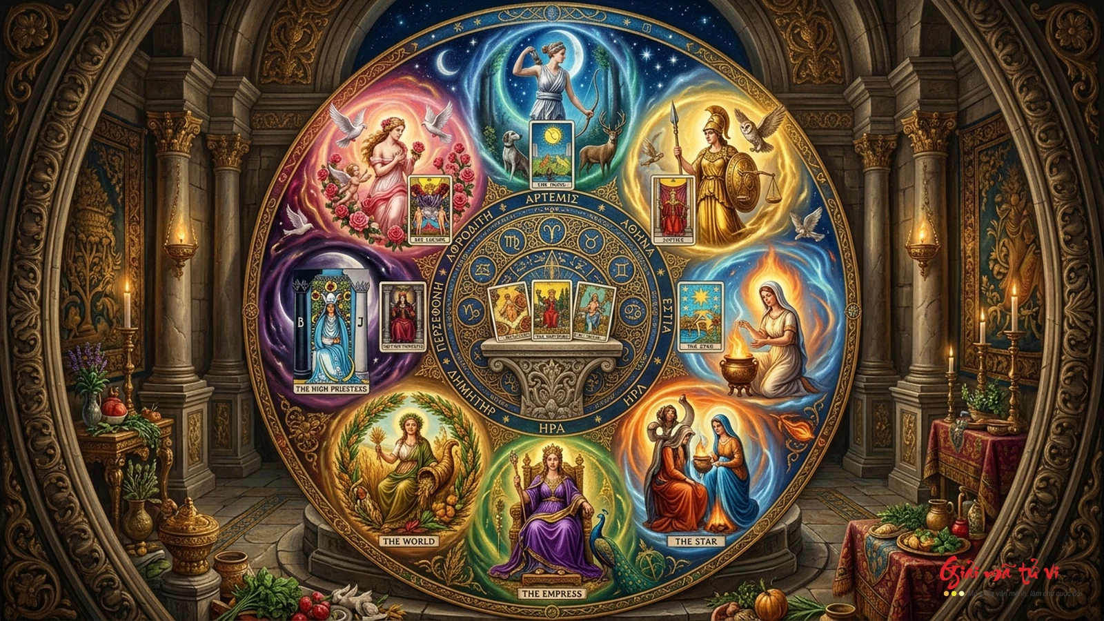 Ma Trận 7 Cổ Mẫu Nữ Thần Hy Lạp Trong Tarot (Jean Shinoda Bolen) – Artemis, Athena, Hestia, Hera, Demeter, Persephone, Aphrodite