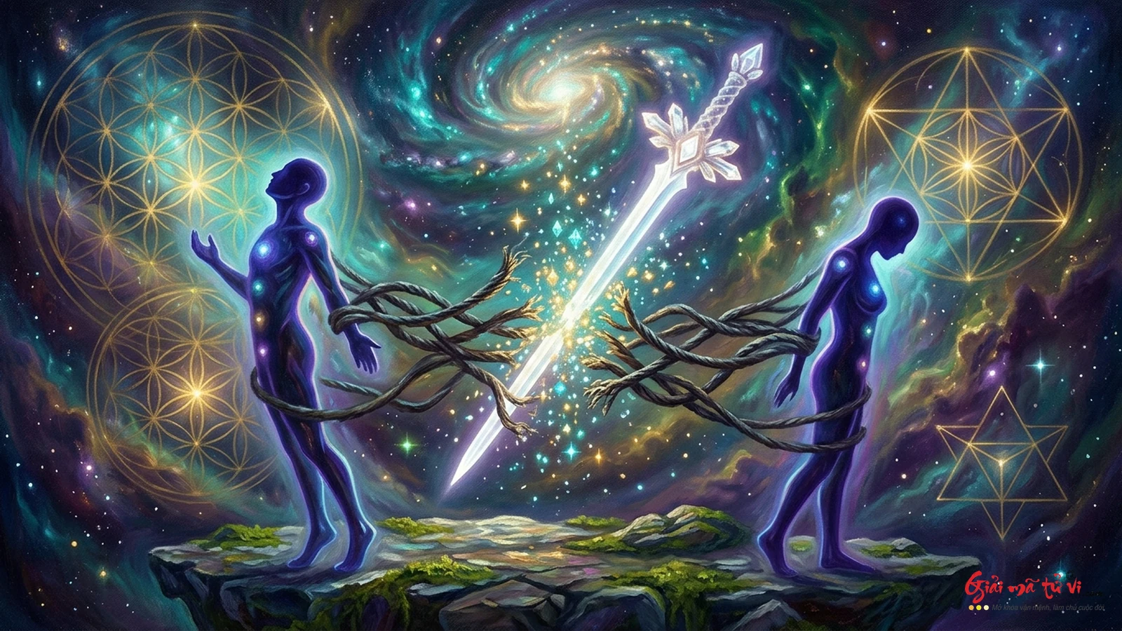 Nghi thức cắt dây liên kết năng lượng độc hại Etheric Cord Cutting bằng kiếm ánh sáng Ace of Swords và Queen of Swords