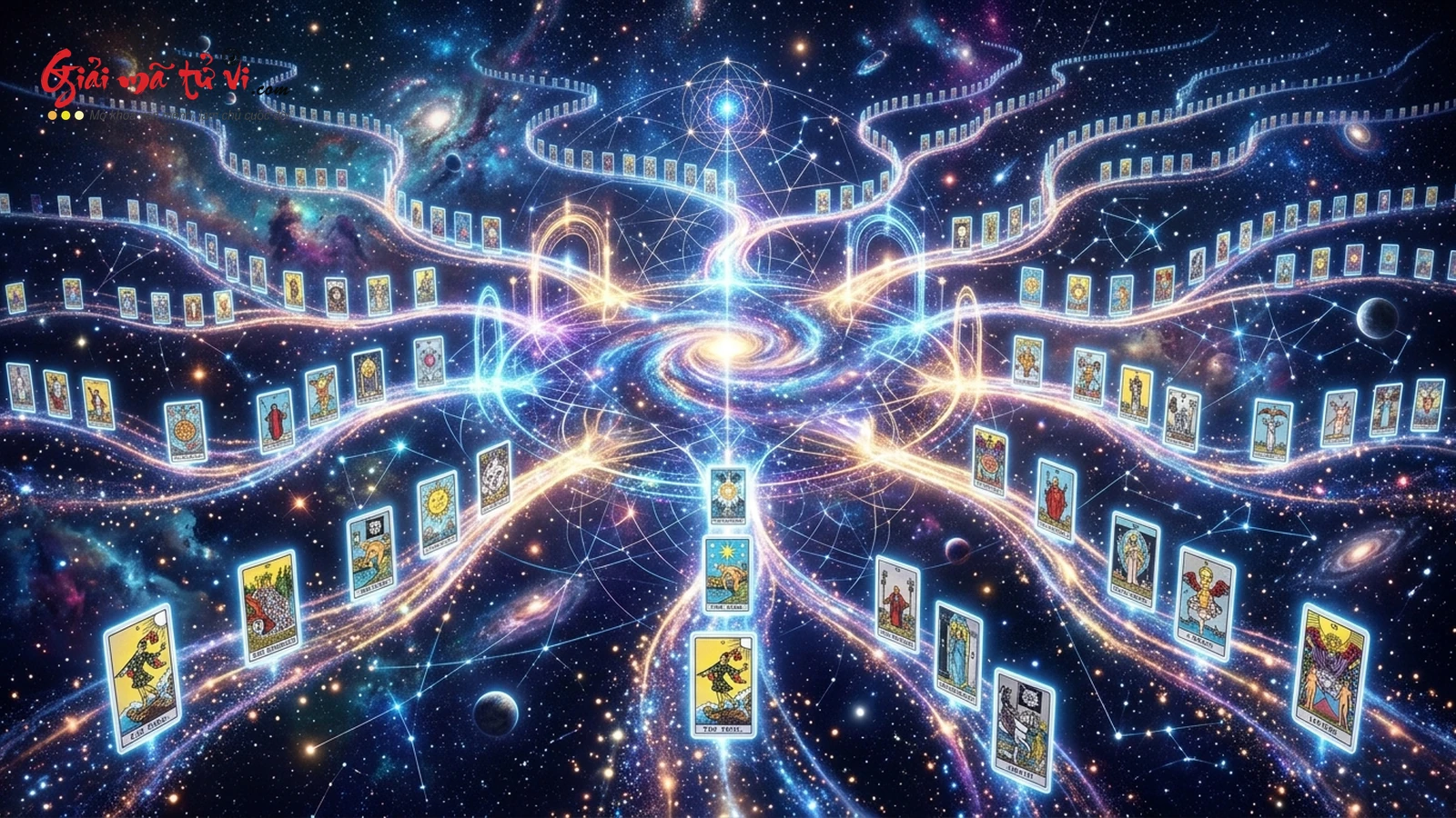 Ma trận Đa vũ trụ (Many-Worlds) và các dòng thời gian phân nhánh phản chiếu qua 78 lá bài Tarot