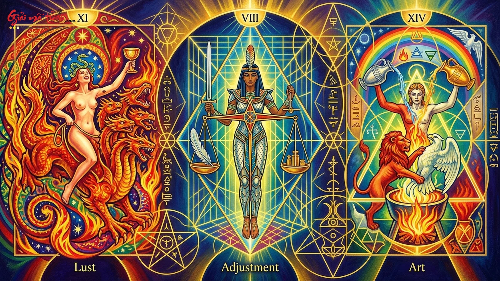 Bộ ba lá bài biến đổi mang tính cách mạng của Thoth Tarot: Lust, Adjustment và Art trong ánh sáng huyền bí