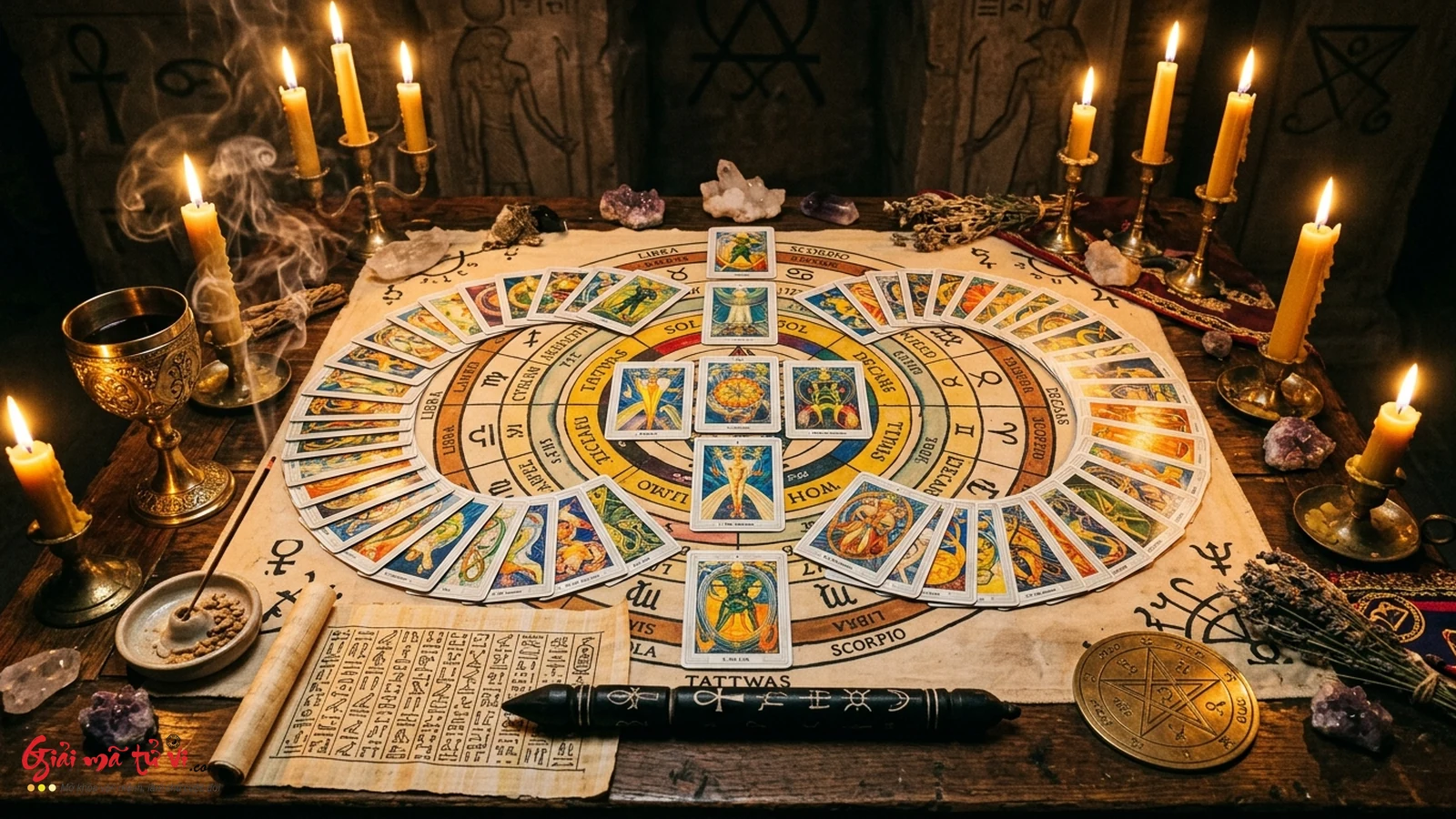 Trải bài khai mở bí truyền Opening of the Key OOTK và ma trận năng lượng 78 lá bài Thoth Tarot
